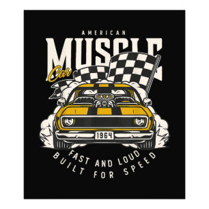 Vintage-Amerikanische-Muscle-Car-Rennflagge Fotodruck