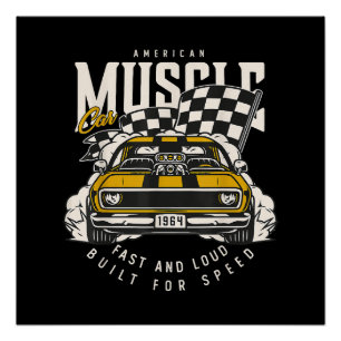 Vintage-amerikanische Muscle-Car-Rennflagge Poster