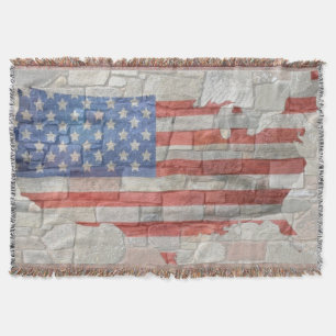 Vintage amerikanische patriotische Landkarte Flagg Decke