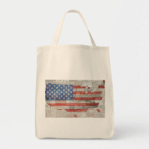 Vintage amerikanische patriotische Landkarte Flagg Tragetasche