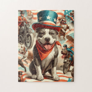 Vintage amerikanische Pit Bull Terrier Art Puzzle