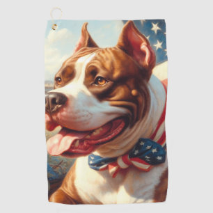 Vintage amerikanische Pit Bull Terrier Malerei Golfhandtuch