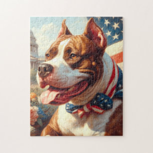 Vintage amerikanische Pit Bull Terrier Malerei Puzzle