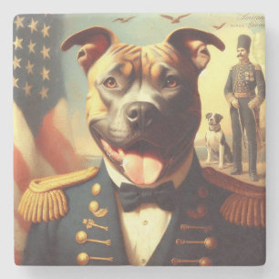 Vintage amerikanische Pit Bull Terrier Malerei Steinuntersetzer