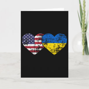 Vintage Amerikanische Ukrainische Flaggen Herzen L Karte