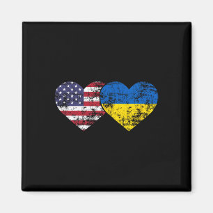 Vintage Amerikanische Ukrainische Flaggen Herzen L Magnet