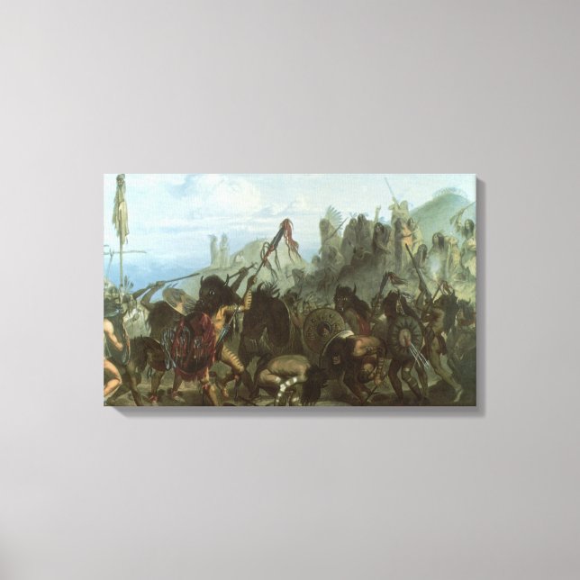 Vintage Amerikanische Ureinwohner, Bison Dance von Leinwanddruck (Vorderseite)