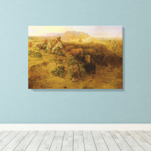 Vintage Amerikanische Ureinwohner, Buffalo Hunt by Leinwanddruck