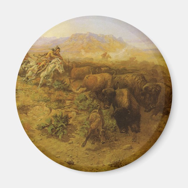 Vintage Amerikanische Ureinwohner, Buffalo Hunt by Magnet (Vorne)