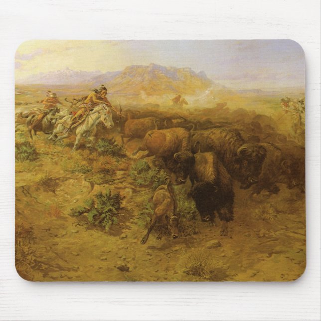 Vintage Amerikanische Ureinwohner, Buffalo Hunt by Mousepad (Vorne)