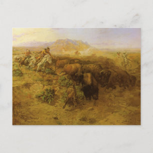 Vintage Amerikanische Ureinwohner, Buffalo Hunt by Postkarte