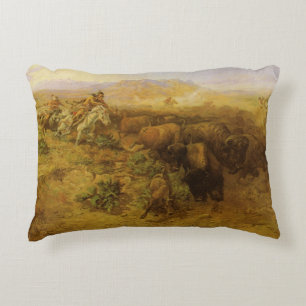 Vintage Amerikanische Ureinwohner, Buffalo Hunt by Zierkissen