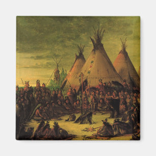 Vintage Amerikanische Ureinwohner, Sioux-Kriegsrat Magnet