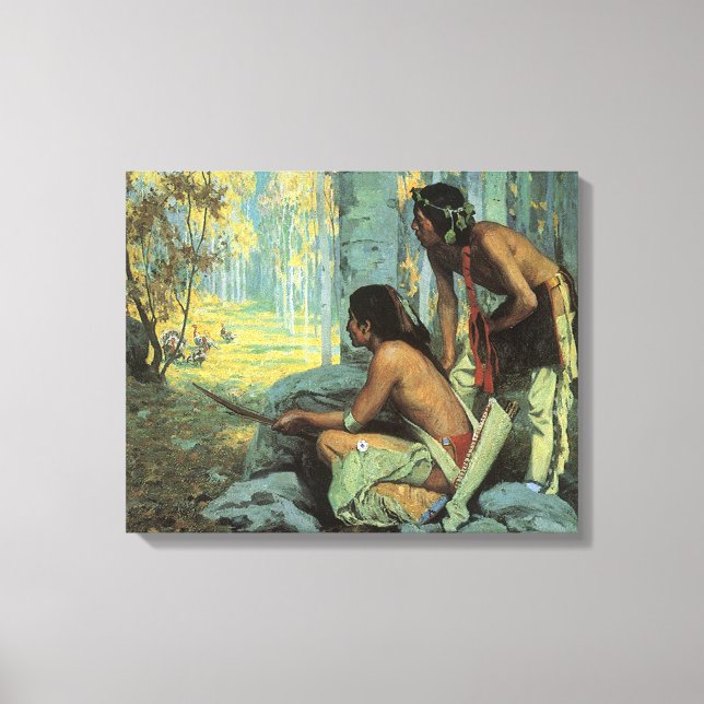 Vintage Amerikanische Ureinwohner, Taos Türkei Jäg Leinwanddruck (Vorderseite)