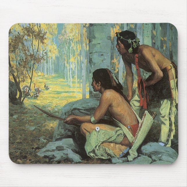 Vintage Amerikanische Ureinwohner, Taos Türkei Jäg Mousepad (Vorne)