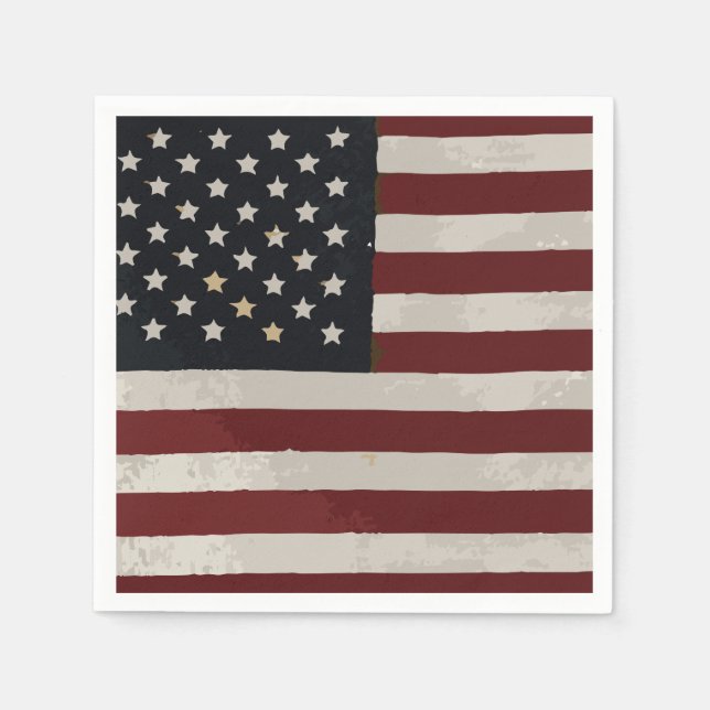 Vintage amerikanische Wasserfarbenflagge 4. Juli Serviette (Vorderseite)