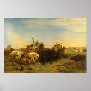 Vintage amerikanische Westkunst, Buffaljagd von Wi Poster