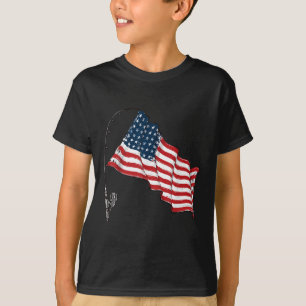 Vintage-amerikanischer-Angler-Flagge-Angeln-Fisch T-Shirt