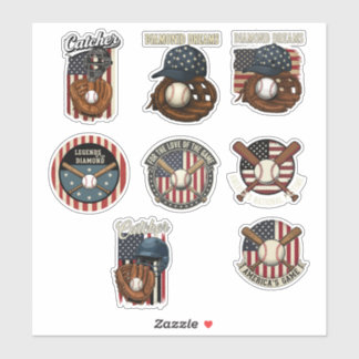 Vintage Amerikanischer Baseball Patriotisches Frei Aufkleber