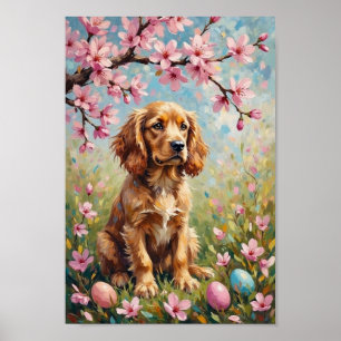 Vintage Amerikanischer Cocker Spaniel Ostern Blüte Poster