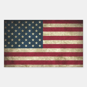 Vintage Amerikanischer Flagge Druck Rechteckiger Aufkleber