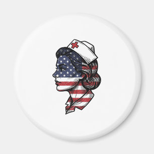 Vintage-amerikanischer-Flagge-Krankenschwester-Pro Magnet