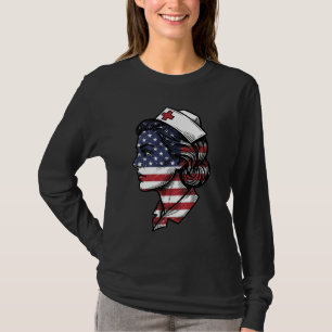 Vintage-amerikanischer-Flagge-Krankenschwester-Pro T-Shirt