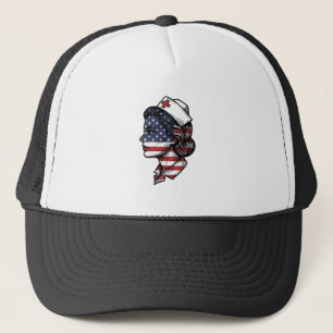Vintage-amerikanischer-Flagge-Krankenschwester-Pro Truckerkappe