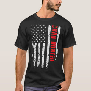 Vintage-Amerikanischer-Flaggen-Krabbenjäger-Angler T-Shirt
