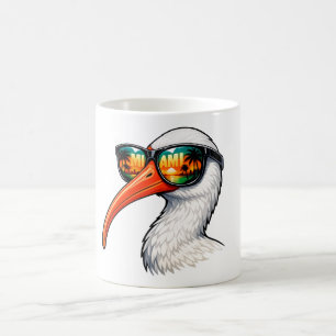 Vintage Amerikanischer Weißer Ibis mit Sonnenbrill Kaffeetasse