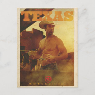 Vintage amerikanisches Cowboy-Plakat Postkarte