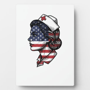 Vintage-amerikanisches-Flagge-Krankenschwester-Pro Fotoplatte