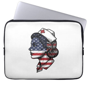 Vintage-amerikanisches-Flagge-Krankenschwester-Pro Laptopschutzhülle