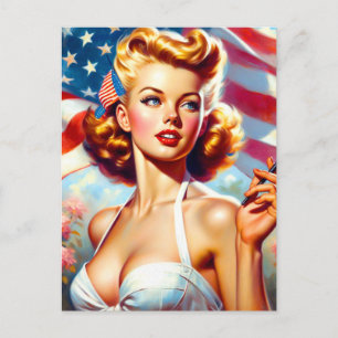Vintage-Amerikanisches-Mädchen-Malerei Postkarte