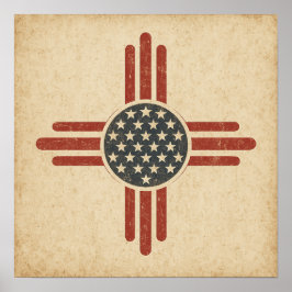 Vintage-Amerikanisches Zia-Symbol – Abgenutzter Sü Poster