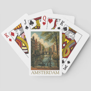 Vintage Amsterdam Kanal Fahrrad Retro Reise Spielkarten
