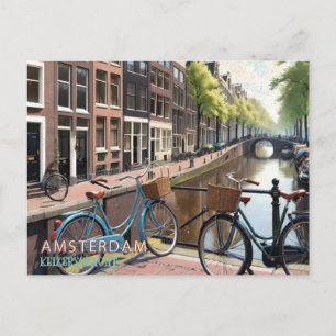 Vintage Amsterdam Keizersgracht Fahrrad Postkarte