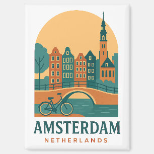 Vintage Amsterdam Magnet - Retro Niederlande