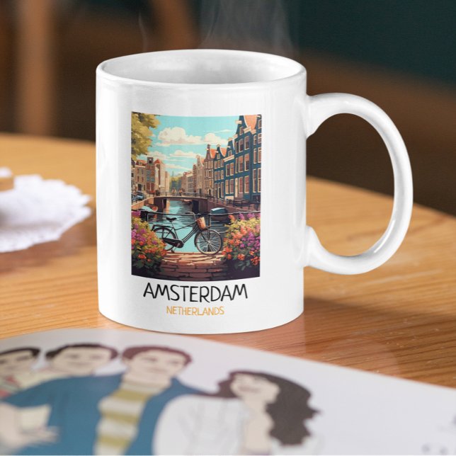 Vintage Amsterdam Netherlands Painting Kaffeetasse (Vintage Amsterdam Netherlands Painting Coffee Mug)