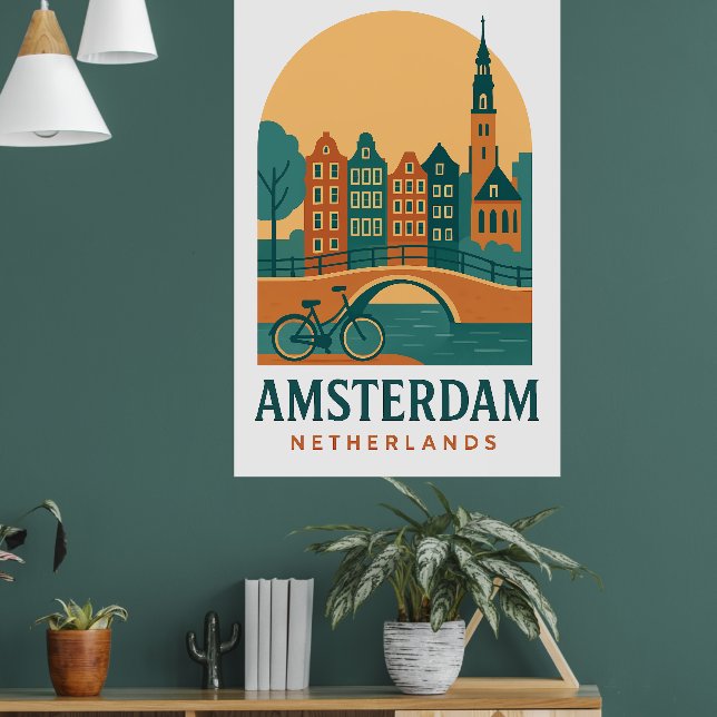 Vintage Amsterdam Netherlands Retro Travel Poster  (Wohnzimmer 1)