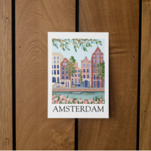 Vintage Amsterdam Niederlande Architektur Floral Postkarte