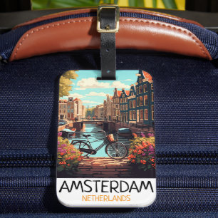 Vintage Amsterdam Niederlande Malerei Gepäckanhänger