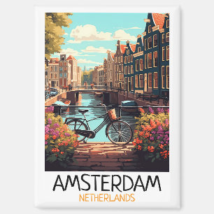 Vintage Amsterdam Niederlande Malerei Magnet