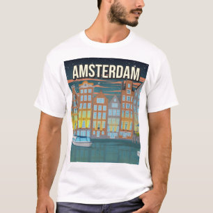 Vintage-Amsterdam-Reiseplakat-T-Shirt Nacht T-Shirt