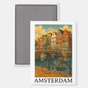 Vintage Amsterdam – Retro-Reise-Design Magnet