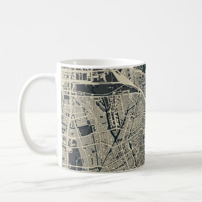 Vintage Amsterdamer Karte: Retro Minimalistisch Kaffeetasse (Links)