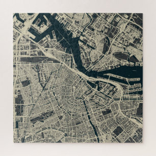 Vintage Amsterdamer Karte: Retro Minimalistisch Puzzle