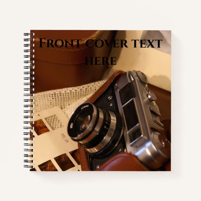 Vintage Analogkamera in Lederbraun Notizbuch (Vorderseite)