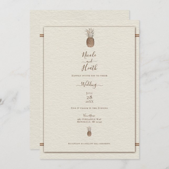 Vintage Ananas Einladung (Vorne/Hinten)
