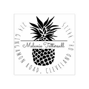 Vintage Ananas Fruchtname Rücksendeadresse Gummistempel